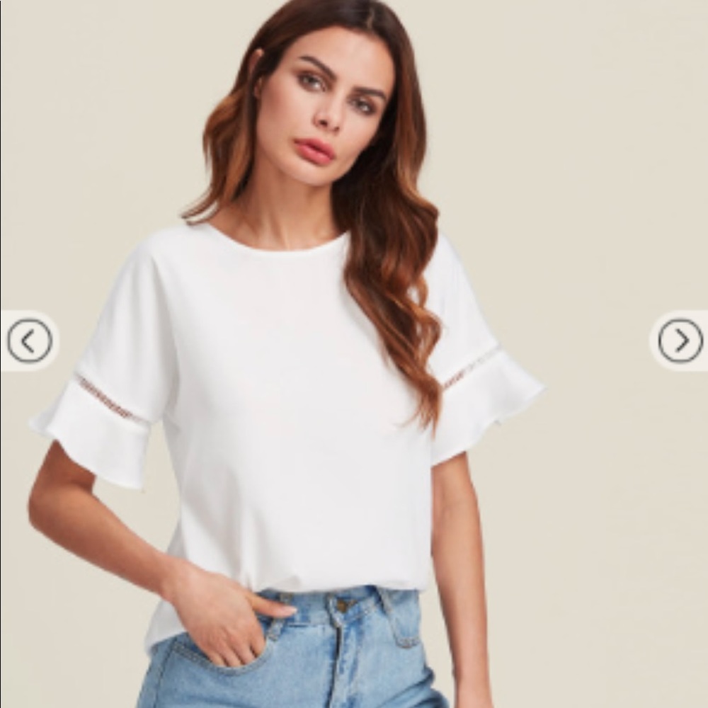 White ladder ruffle shirt
